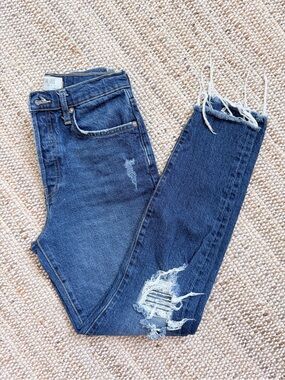 We The Free Dark Blue Distressed Skinny Jeans